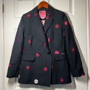 KATE SPADE ♠️ Floral Lip Design Black Blazer Jacket Size 2